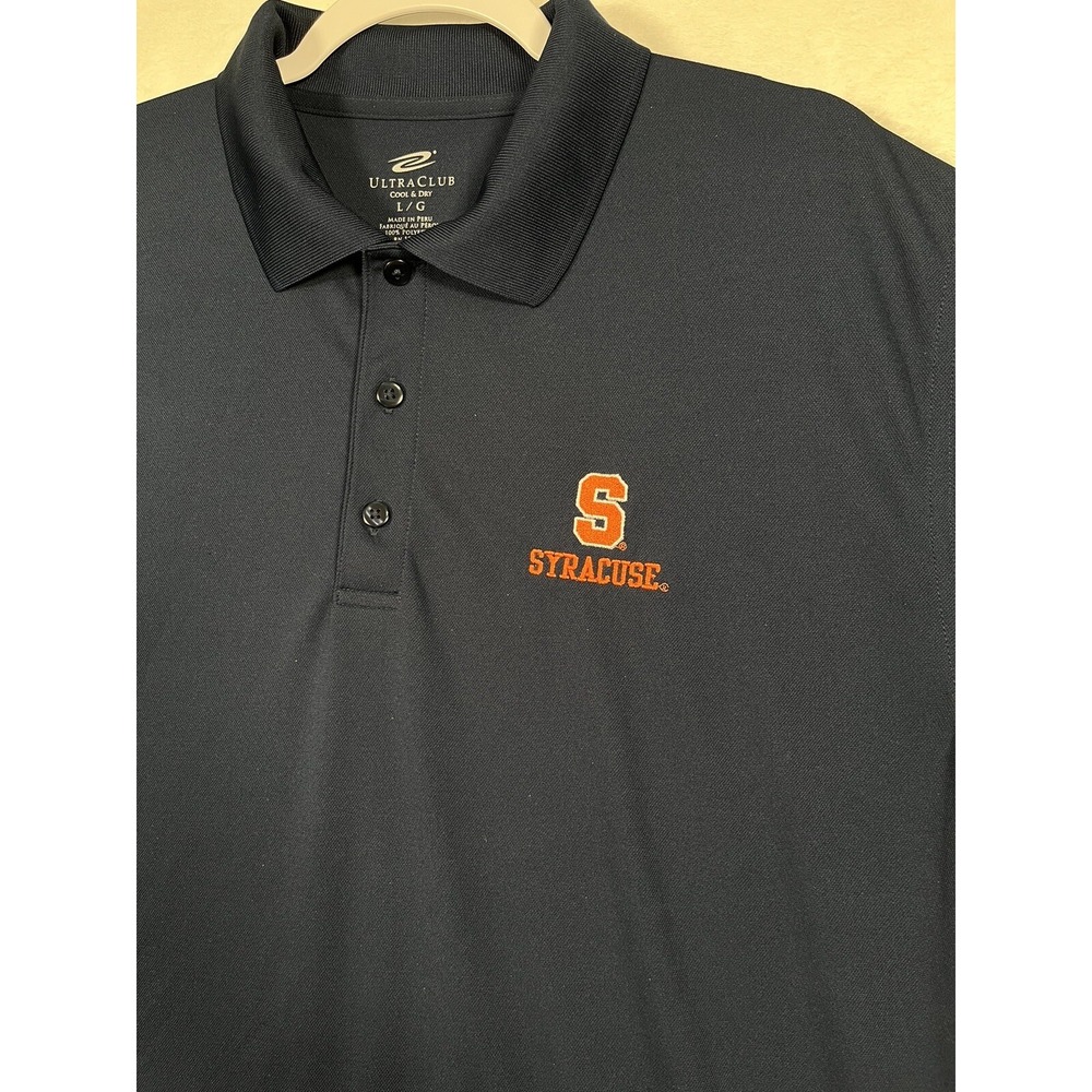 Syracuse Polo Shirt Mens‎ L Blue Ultraclub Performance Plain Logo  Embroidered - Picture 2 of 9